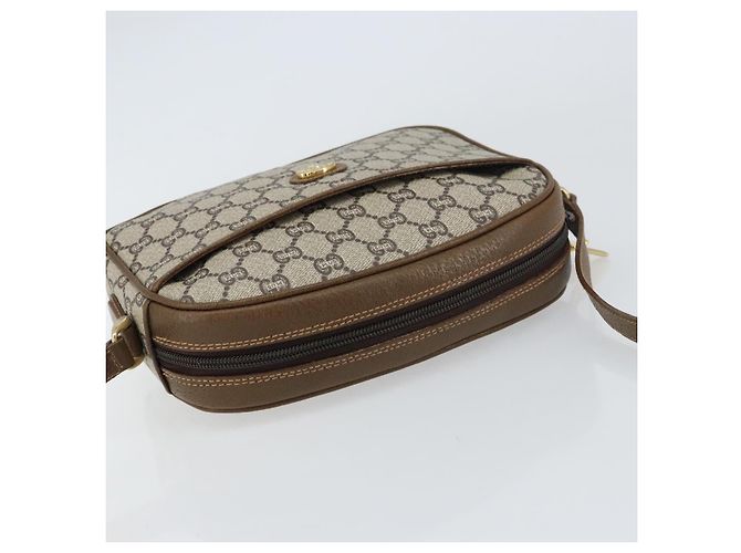 Bolso de hombro GUCCI GG Plus Supreme de cuero PVC beige y dorado Auth 156789 - vista 6