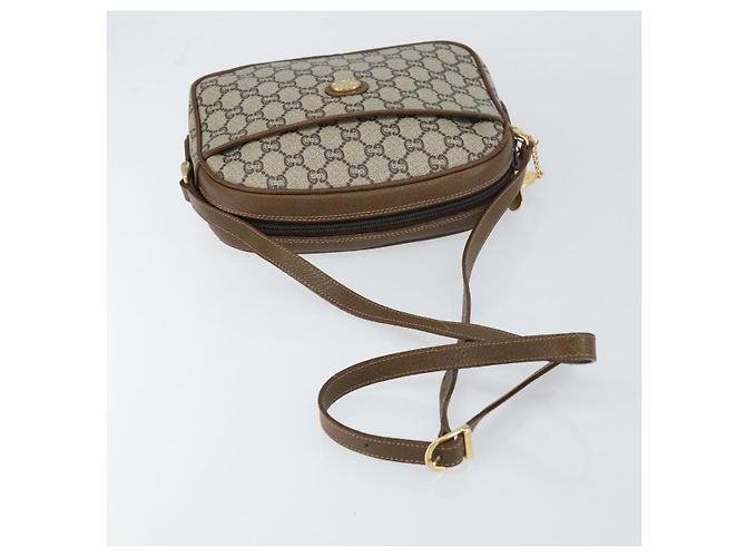 Bolso de hombro GUCCI GG Plus Supreme de cuero PVC beige y dorado Auth 156789 - vista 7