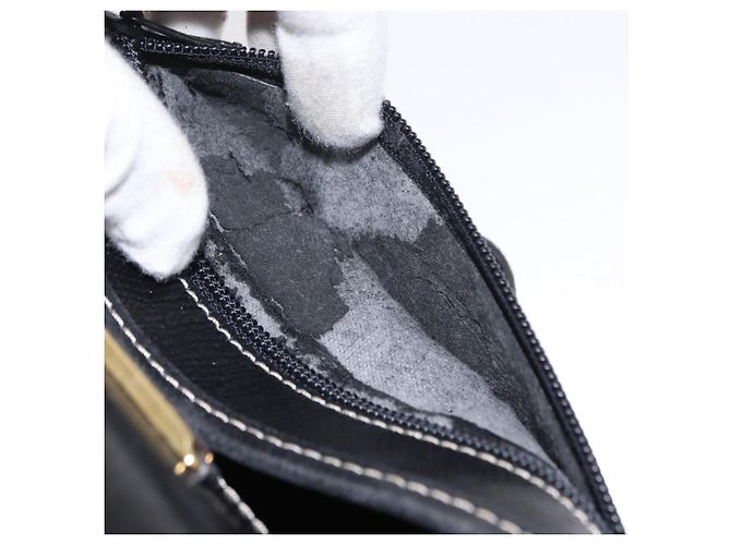 LOEWE Bolsa de Ombro Anagram Couro Preto Dourado Auth ep12382 - vista 12