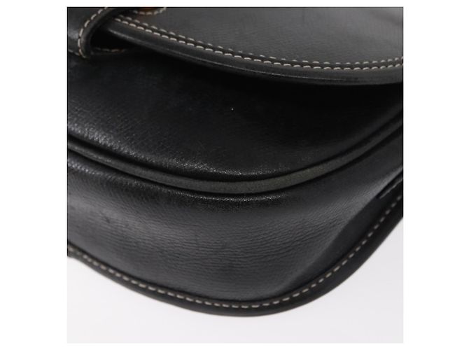 LOEWE Bolsa de Ombro Anagram Couro Preto Dourado Auth ep12382 - vista 14