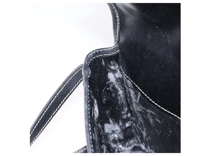 LOEWE Bolsa de Ombro Anagram Couro Preto Dourado Auth ep12382 - vista 20