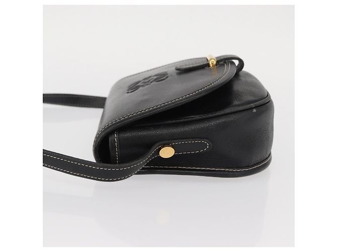 LOEWE Bolsa de Ombro Anagram Couro Preto Dourado Auth ep12382 - vista 4