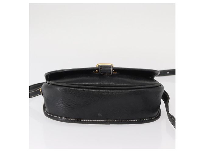 LOEWE Bolsa de Ombro Anagram Couro Preto Dourado Auth ep12382 - vista 5