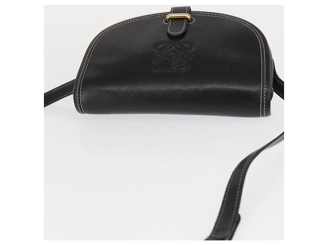 LOEWE Bolsa de Ombro Anagram Couro Preto Dourado Auth ep12382 - vista 6