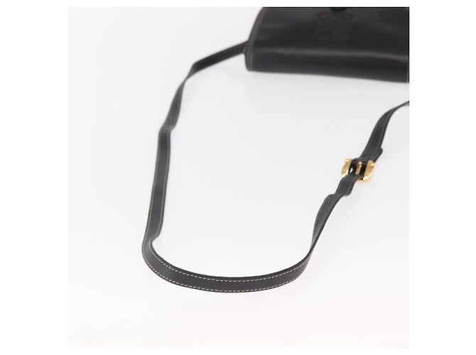 LOEWE Bolsa de Ombro Anagram Couro Preto Dourado Auth ep12382 - vista 7
