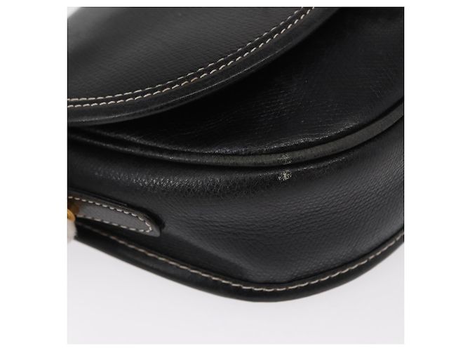 LOEWE Bolsa de Ombro Anagram Couro Preto Dourado Auth ep12382 - vista 9