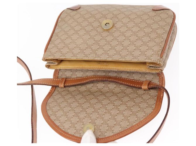 Céline Borsa a Spalla in Tela Macadam CELINE PVC Beige Oro Auth ki6223 D'oro - vista 15
