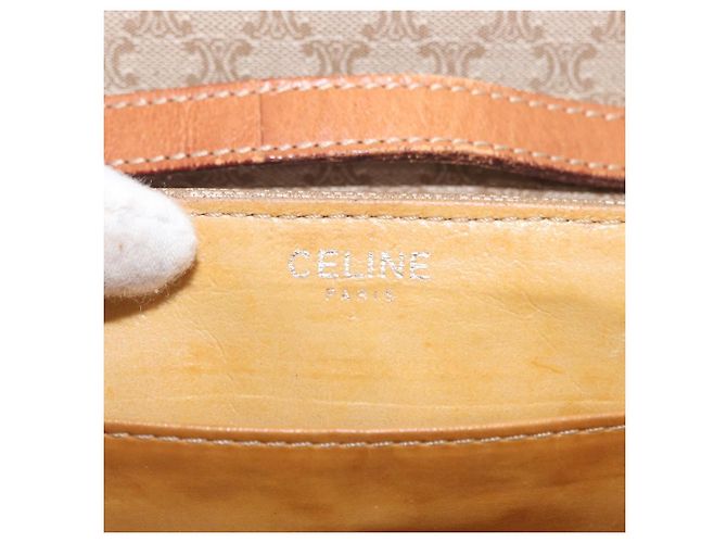 Céline Borsa a Spalla in Tela Macadam CELINE PVC Beige Oro Auth ki6223 D'oro - vista 16
