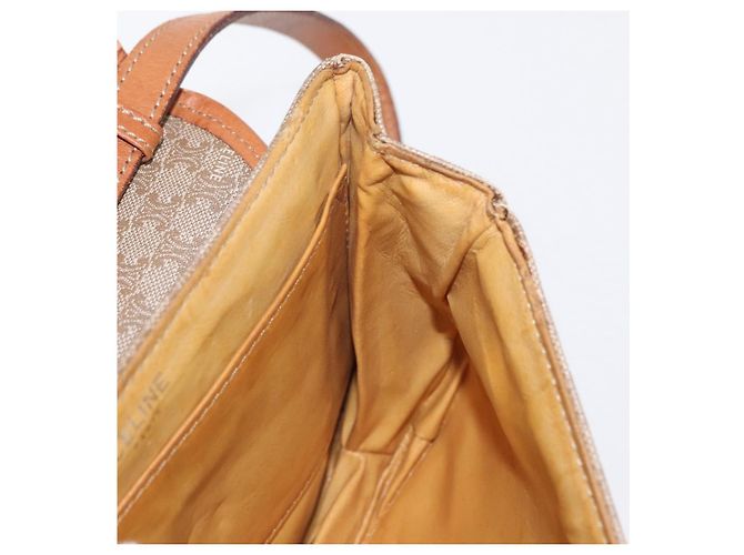 Céline Borsa a Spalla in Tela Macadam CELINE PVC Beige Oro Auth ki6223 D'oro - vista 18