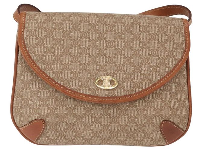 Céline Borsa a Spalla in Tela Macadam CELINE PVC Beige Oro Auth ki6223 D'oro - vista 2