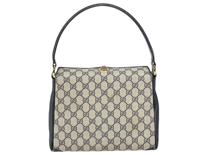 Gucci Borsa a Spalla GG Supreme in PVC Navy Gold 001 085 1368 Auth 158804 - vista 3