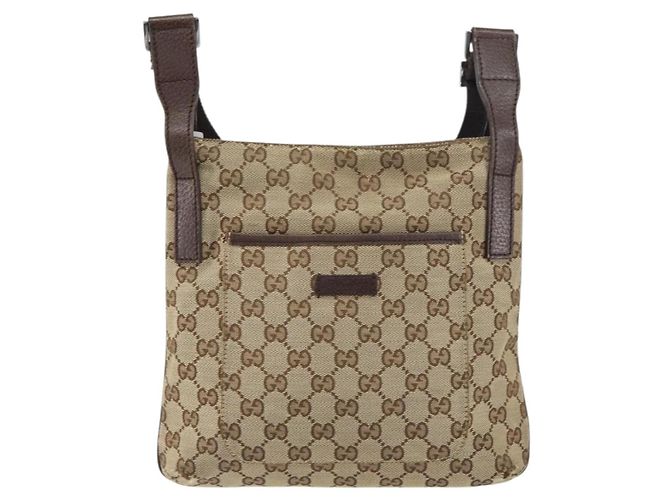 Borsa a Spalla GG Canvas Gucci Beige Argento 122793 Auth 156411 - vista 2