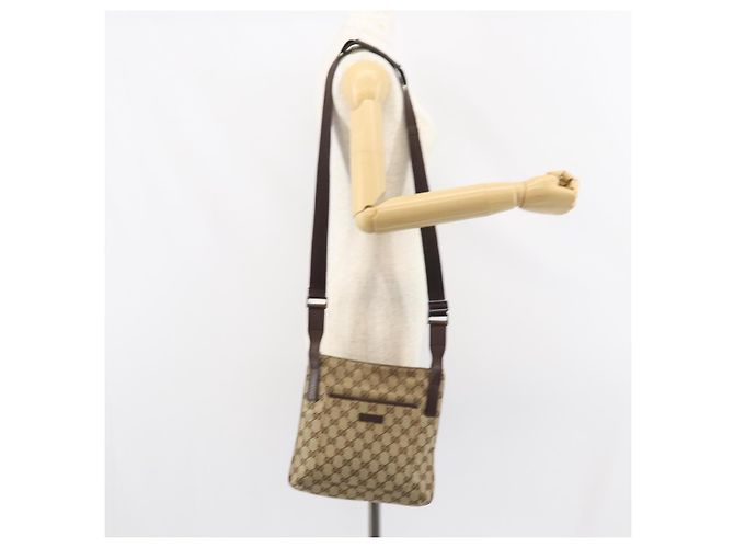 Borsa a Spalla GG Canvas Gucci Beige Argento 122793 Auth 156411 - vista 24