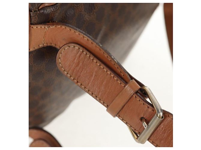 Céline CELINE Macadam Canvas Backpack PVC Leather Brown Gold Auth bs31713 Golden - view 11