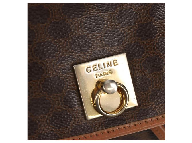 Céline CELINE Macadam Canvas Backpack PVC Leather Brown Gold Auth bs31713 Golden - view 19