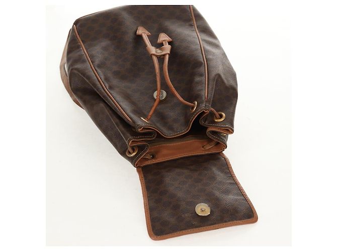 Céline CELINE Macadam Canvas Backpack PVC Leather Brown Gold Auth bs31713 Golden - view 20