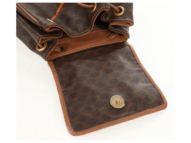 Céline CELINE Macadam Canvas Backpack PVC Leather Brown Gold Auth bs31713 Golden - view 23