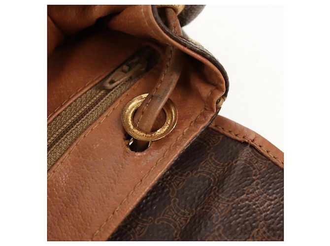 Céline CELINE Macadam Canvas Backpack PVC Leather Brown Gold Auth bs31713 Golden - view 26