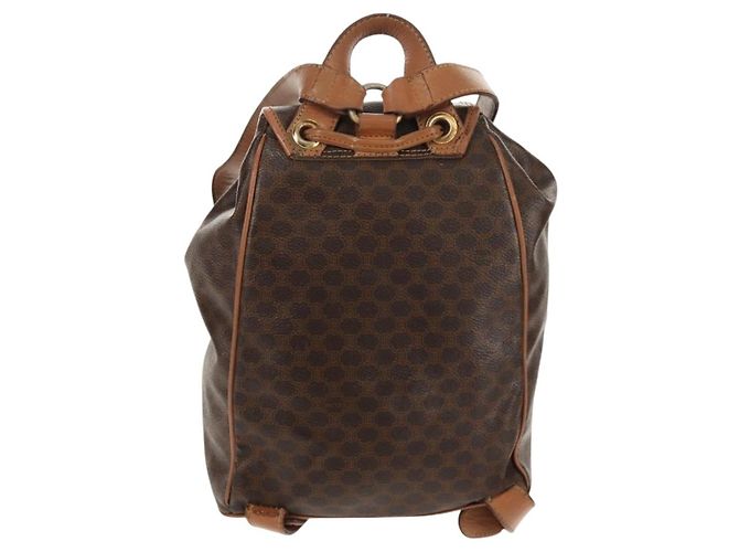 Céline CELINE Macadam Canvas Backpack PVC Leather Brown Gold Auth bs31713 Golden - view 3