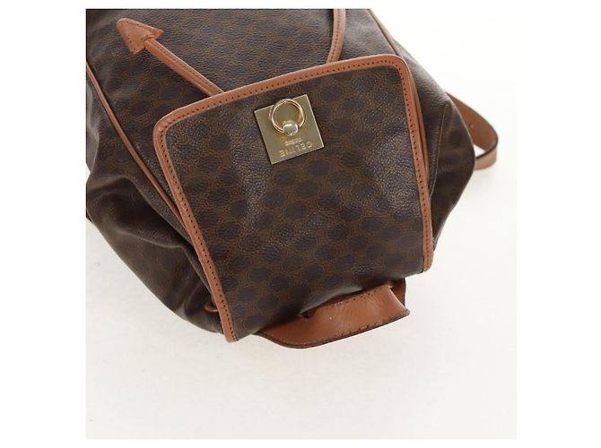 Céline CELINE Macadam Canvas Backpack PVC Leather Brown Gold Auth bs31713 Golden - view 6
