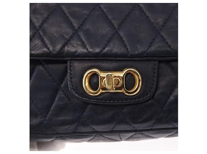 BALLY Borsa a Spalla con Catena Pelle Blu Navy Oro Auth 153688 D'oro - vista 14