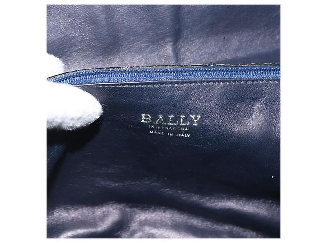 BALLY Borsa a Spalla con Catena Pelle Blu Navy Oro Auth 153688 D'oro - vista 16