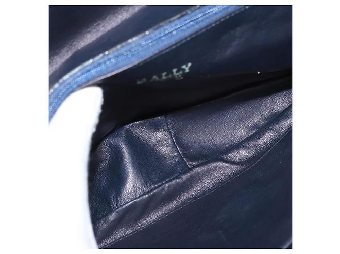 BALLY Borsa a Spalla con Catena Pelle Blu Navy Oro Auth 153688 D'oro - vista 17
