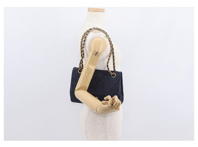 BALLY Borsa a Spalla con Catena Pelle Blu Navy Oro Auth 153688 D'oro - vista 23