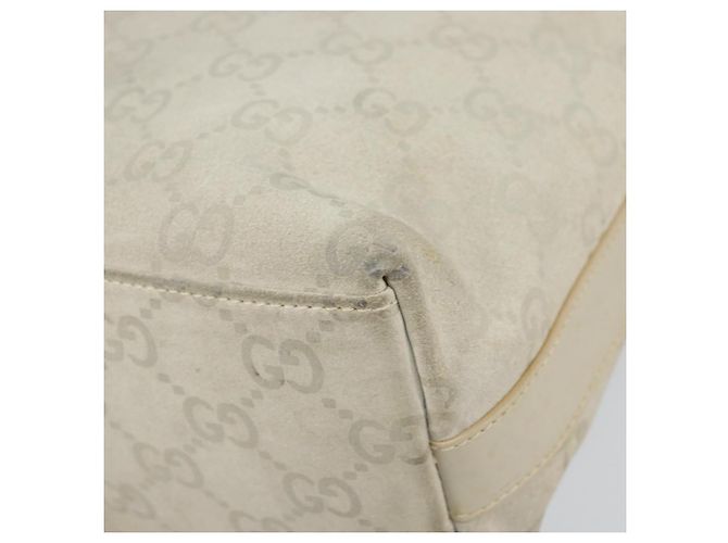 Borsa a Spalla GG Canvas Gucci Camoscio Bianco Argento 000 0602 Auth am10075 - vista 10
