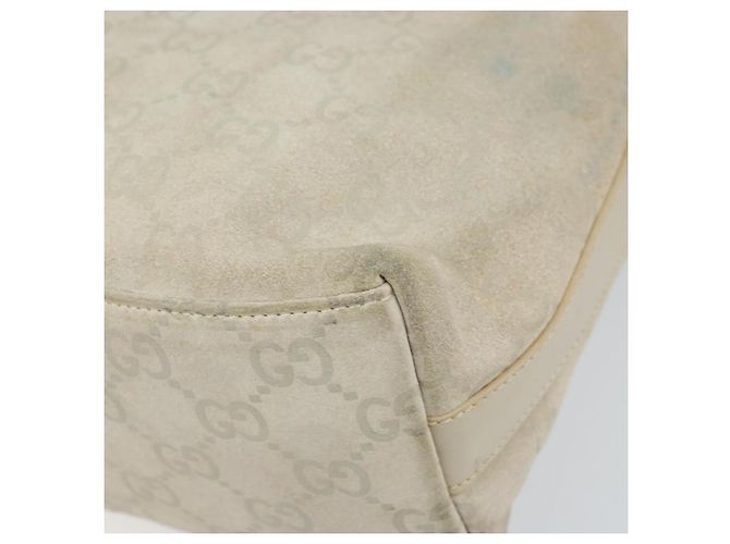 Borsa a Spalla GG Canvas Gucci Camoscio Bianco Argento 000 0602 Auth am10075 - vista 12