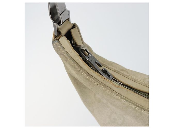 Borsa a Spalla GG Canvas Gucci Camoscio Bianco Argento 000 0602 Auth am10075 - vista 15