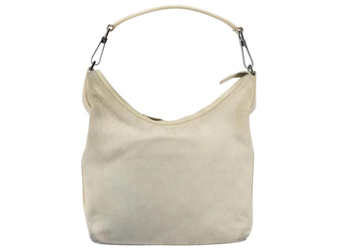 Borsa a Spalla GG Canvas Gucci Camoscio Bianco Argento 000 0602 Auth am10075 - vista 2