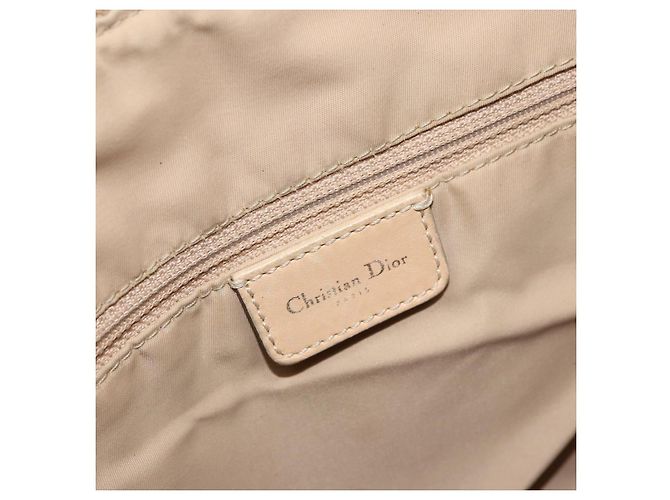 Borsa a Spalla in Tela Trotter Christian Dior Beige Argento Auth ep12239 - vista 15