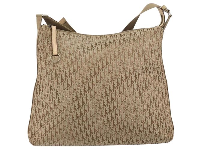 Borsa a Spalla in Tela Trotter Christian Dior Beige Argento Auth ep12239 - vista 2
