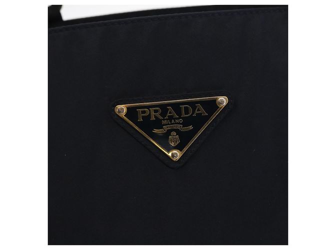 PRADA Borsa a mano in nylon blu navy oro Auth 156119 D'oro - vista 14
