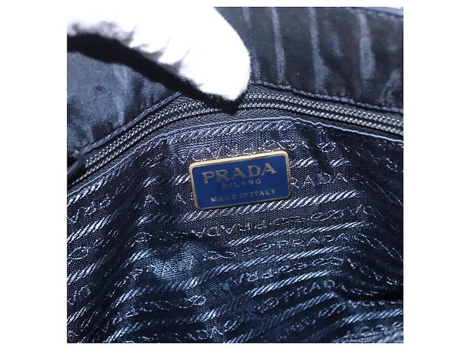 PRADA Borsa a mano in nylon blu navy oro Auth 156119 D'oro - vista 15