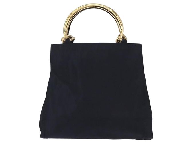 PRADA Borsa a mano in nylon blu navy oro Auth 156119 D'oro - vista 3