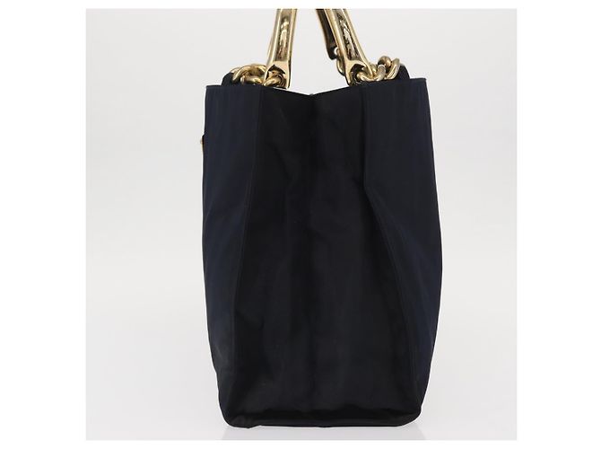PRADA Borsa a mano in nylon blu navy oro Auth 156119 D'oro - vista 4