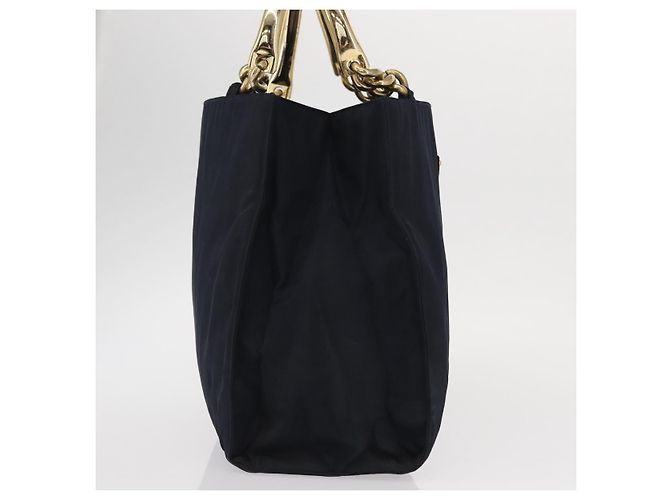PRADA Borsa a mano in nylon blu navy oro Auth 156119 D'oro - vista 5