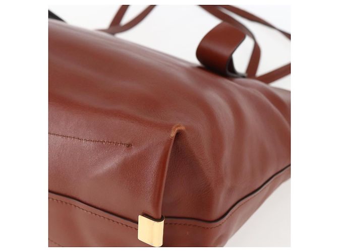 Chloé Borsa Tote in Pelle Marrone Oro Auth am10080 D'oro - vista 11
