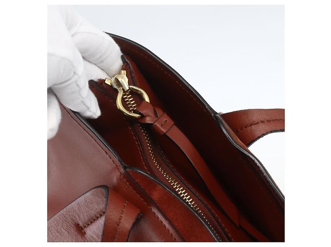Chloé Borsa Tote in Pelle Marrone Oro Auth am10080 D'oro - vista 14