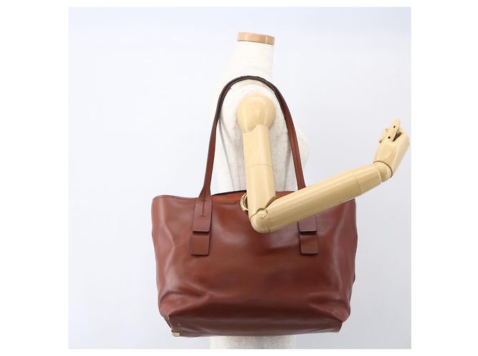 Chloé Borsa Tote in Pelle Marrone Oro Auth am10080 D'oro - vista 22