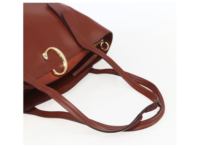 Chloé Borsa Tote in Pelle Marrone Oro Auth am10080 D'oro - vista 7