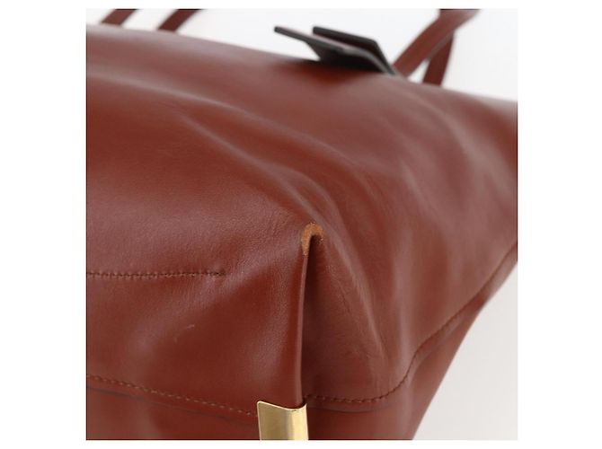 Chloé Borsa Tote in Pelle Marrone Oro Auth am10080 D'oro - vista 9
