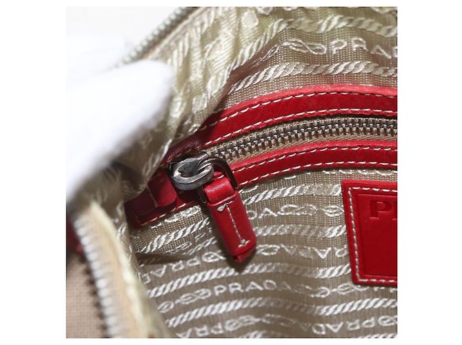 PRADA Schultertasche aus Canvas Beige Silber Authentisch 159720 - Ansicht 17