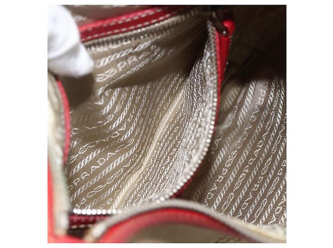 PRADA Schultertasche aus Canvas Beige Silber Authentisch 159720 - Ansicht 21