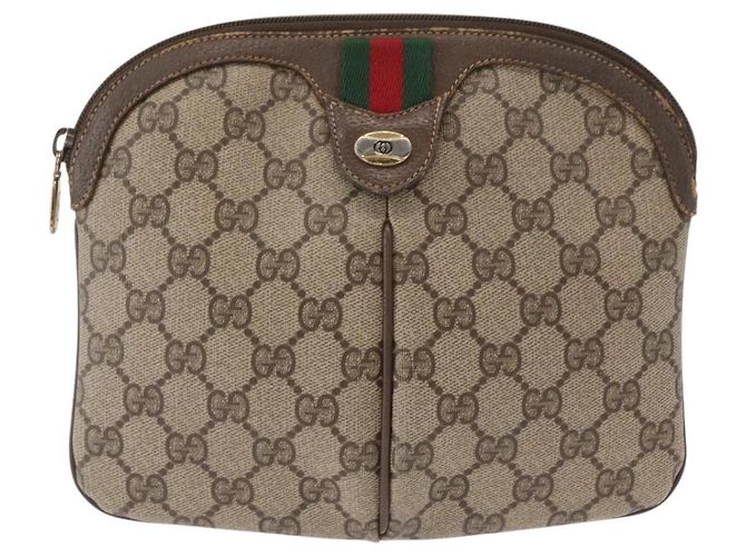 Borsa Sherry Line GG Supreme Web di GUCCI in PVC Beige e Oro 904 02 047 Auth ka922 D'oro - vista 2
