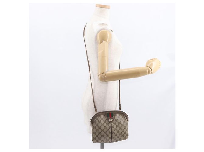 Borsa Sherry Line GG Supreme Web di GUCCI in PVC Beige e Oro 904 02 047 Auth ka922 D'oro - vista 23