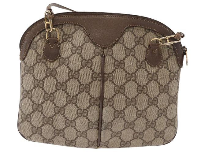 Borsa Sherry Line GG Supreme Web di GUCCI in PVC Beige e Oro 904 02 047 Auth ka922 D'oro - vista 3