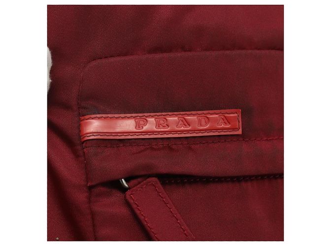Tote Borsa sportiva PRADA in nylon rosso argento Auth ti3508 - vista 10